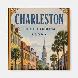 Aimant 🏛️ Charleston Caroline du Sud Historique Rétro