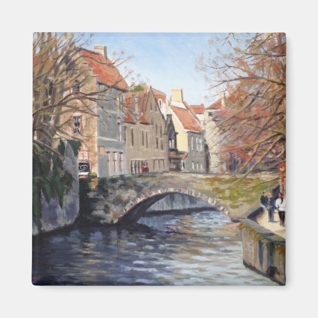 Aimant Charmant vieux pont sur le canal de Bruges Pittore (Devant)