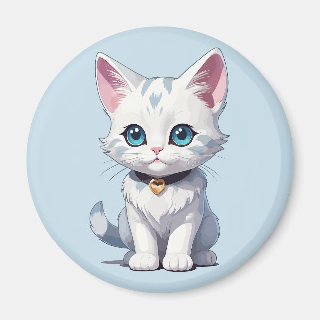 Aimant Charmante conception de chats blancs (Devant)