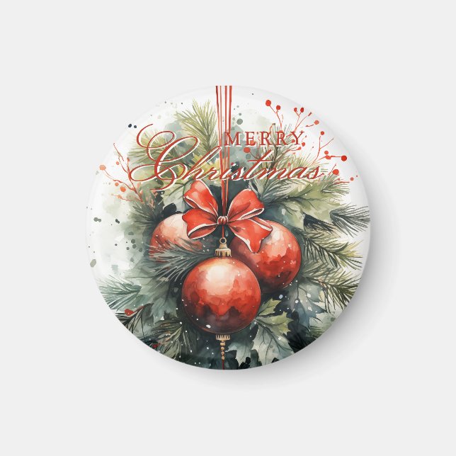 Aimant Charme Aquarelle moderne Mistletoe de Noël (Devant)