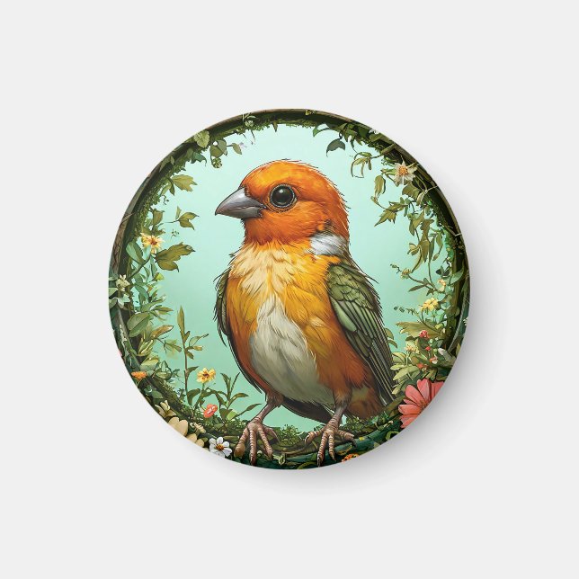 Aimant 🐤 Charme de la nature avec cadre floral de l'oise (Devant)