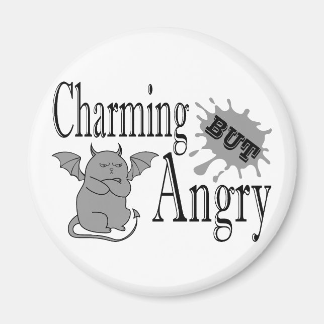 Aimant Charming mais en colère petit chat diable drôle ci (Devant)