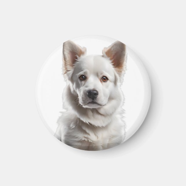 Aimant Charming White Shepherd Puppy Portrait (Devant)