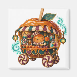 Aimant Charrette de bonbons de pomme au caramel Halloween