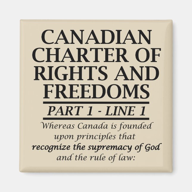 Aimant Charte canadienne chrétienne Canada Liberté Religi (Devant)