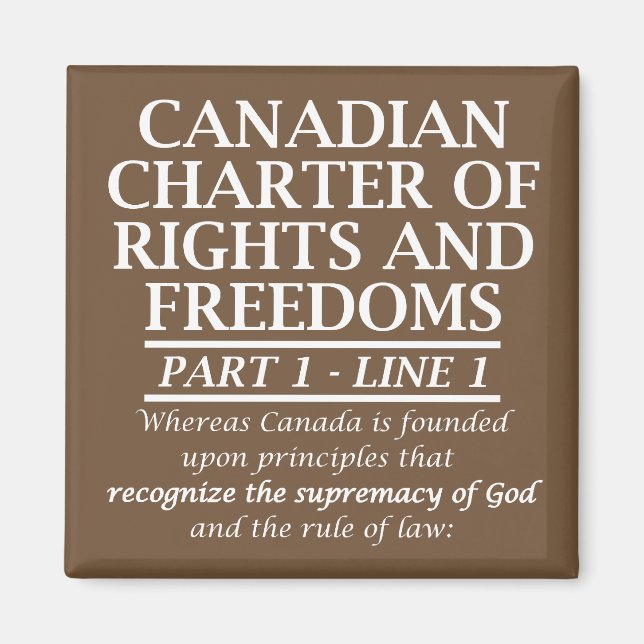 Aimant Charte canadienne chrétienne Canada Liberté Religi (Devant)