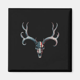 Aimant Chasse au cerf mulet - Drapeau américain sur crâne