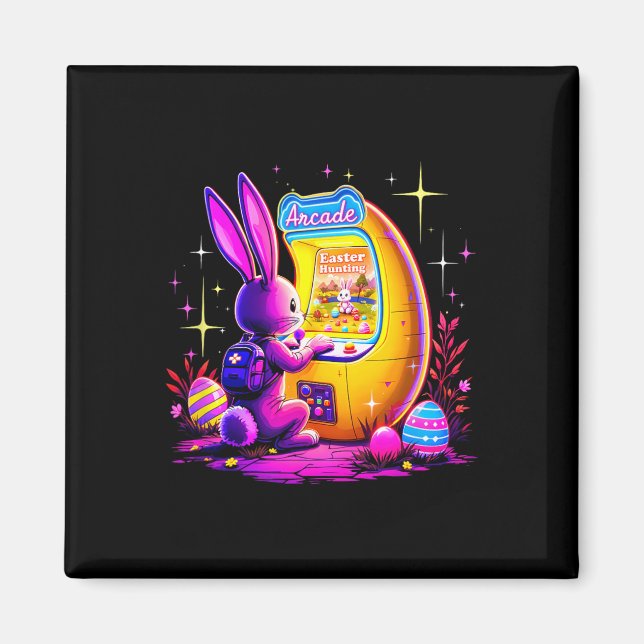 Aimant Chasse de Pâques Arcade - Bunny Gamer Rétro Style  (Devant)