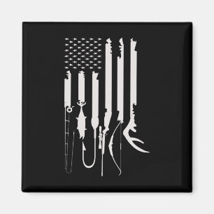 Aimant Chasse Pêche Drapeau américain Décor à thème