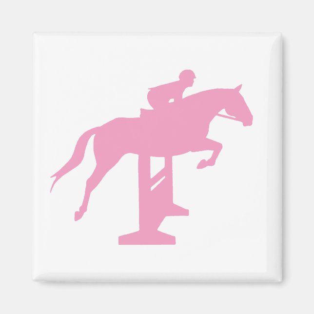 Aimant Chasseur Cheval et cavalier (rose) (Devant)