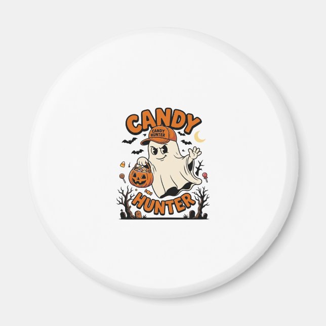 Aimant Chasseur de bonbons Halloween Fantôme Citrouille S (Devant)
