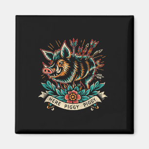 Aimant Chasseur de sangliers ici Piggy Homme's Vintage Wi