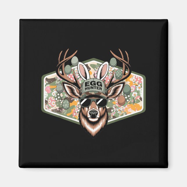 Aimant Chasseur d'oeufs de Pâques Camo Drôle de cerf de P (Devant)