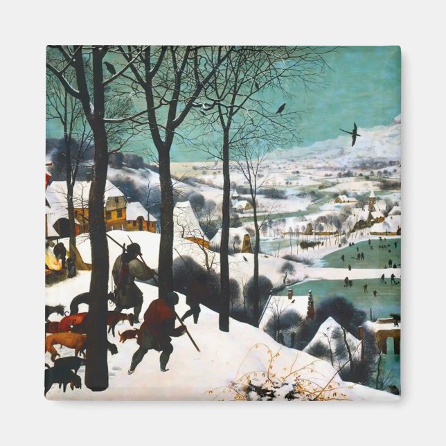Aimant Chasseurs dans le paysage de neige Pieter Bruegel (Devant)