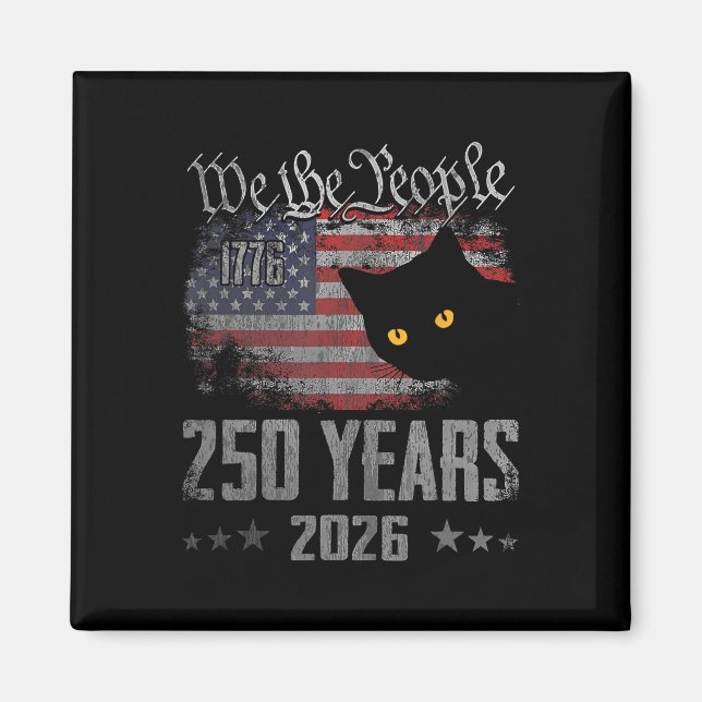 Aimant Chat 250 Ans Drapeau Américain 250e Anniversaire 4 (Devant)