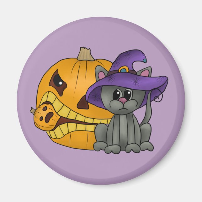 Aimant Chat à citrouille (Devant)