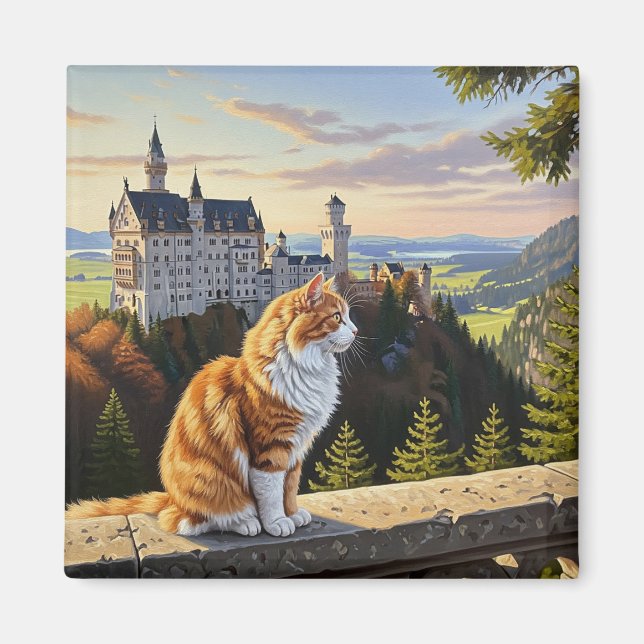 Aimant Chat à Neuschwanstein Château Allemagne Voyage (Devant)