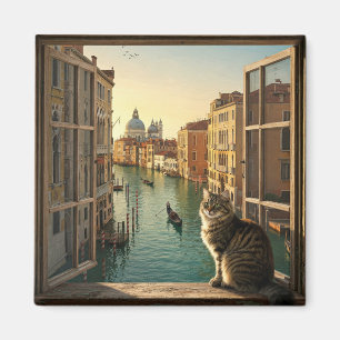 Aimant Chat à Venise Italie Voyage Souvenir Peinture