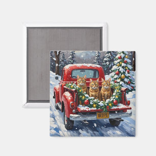 Aimant Chat abyssin camion rouge Noël vacances