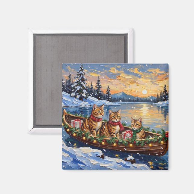 Aimant Chat abyssin Noël Bateau Vacances (Recto/Verso)