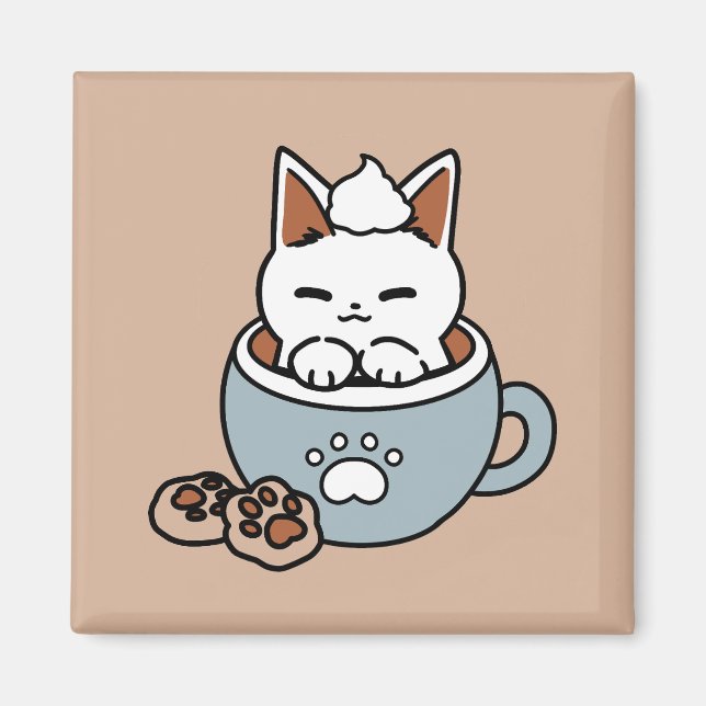 Aimant Chat adorable en Mug Conception de vacances - Chat (Devant)