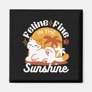 Aimant Chat adorable se relaxer au soleil - Animal de com