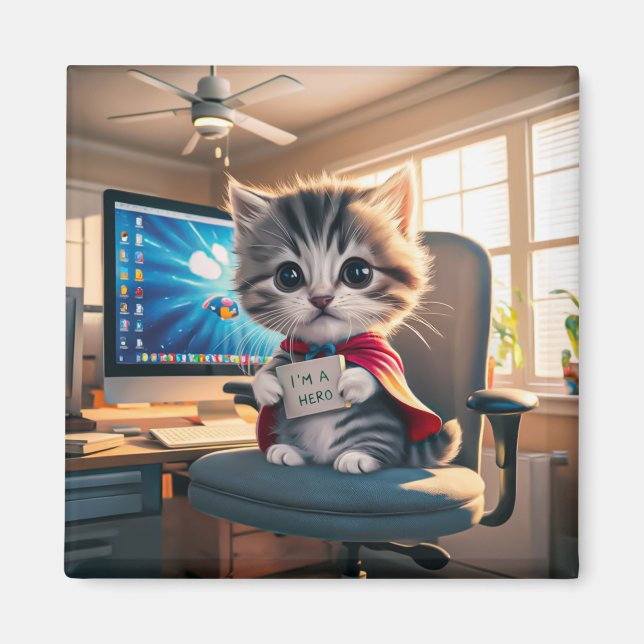 Aimant Chat aimanté avec réveil  (Devant)