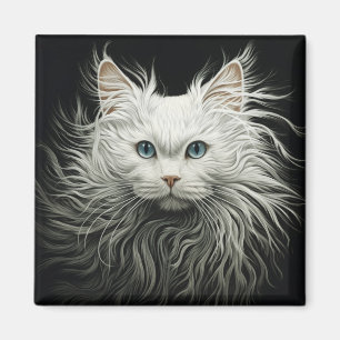 Aimant Chat Angora blanc