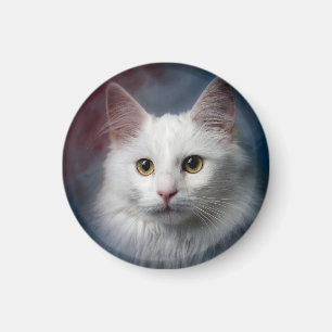 Aimant Chat angora turc blanc rouge bleu