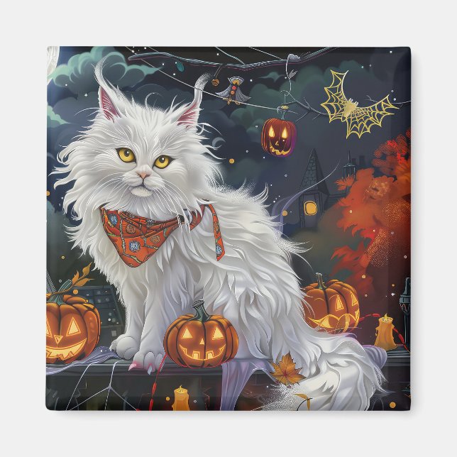 Aimant Chat angora turc Halloween effrayant (Devant)