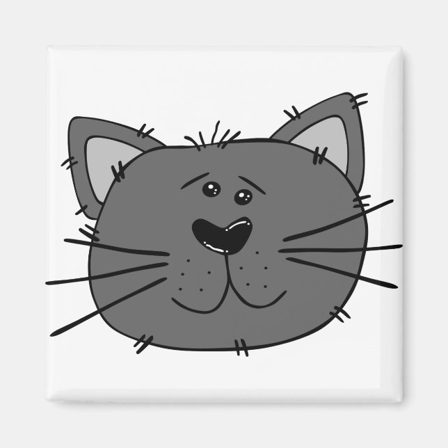 Aimant Chat Angry Face Feline Carnivore Gris Chat (Devant)