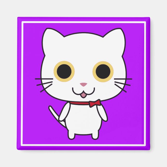 Aimant Chat anthropomorphe blanc Clipart (Devant)
