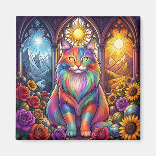 aimant chat arc-en-ciel