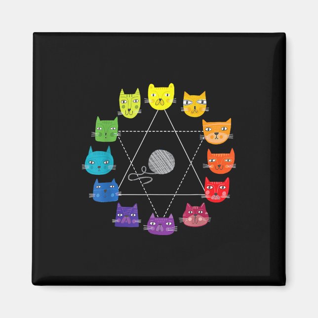 Aimant Chat Artiste Thématique Couleur Roue Éducation Art (Devant)