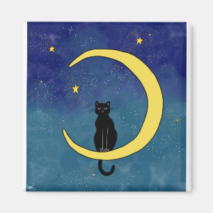 Aimant Chat assis sur la lune