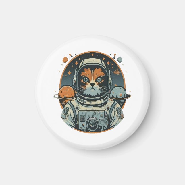 Aimant Chat-astronaute sur les Astéroïdes (Devant)