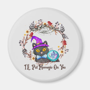 Aimant Chat aux sorcières mignonne et Punny