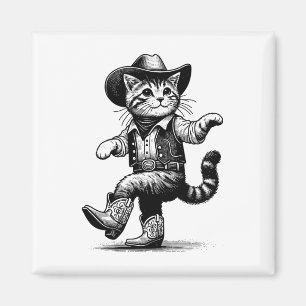 Aimant Chat Avec Cowboy Casquette Et Bottes Cowgirl Weste
