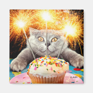 Aimant Chat Avec Cupcake Sparkler