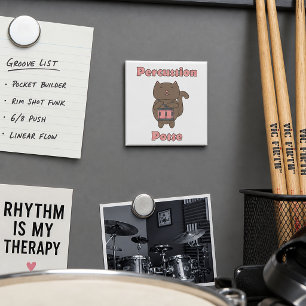 Aimant Chat Batteur Mignon Possé Percussion Musicien Dess