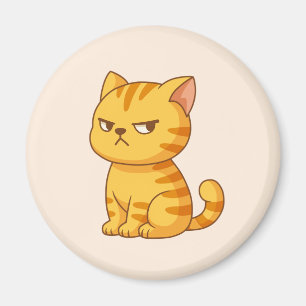 Aimant Chat beige tabby orange grincheux
