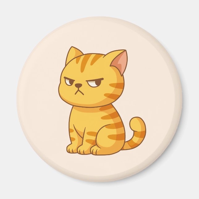 Aimant Chat beige tabby orange grincheux (Devant)