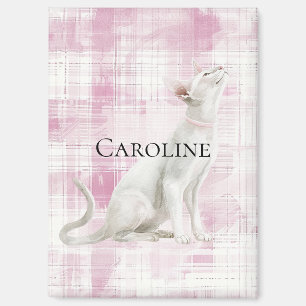 Aimant Chat blanc à plis rose