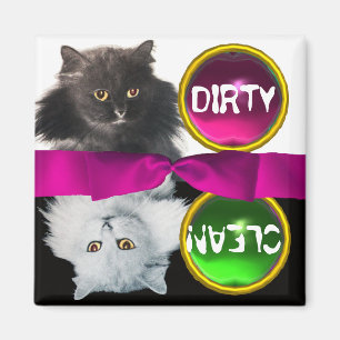 AIMANT CHAT BLANC ET NOIR PROPRE