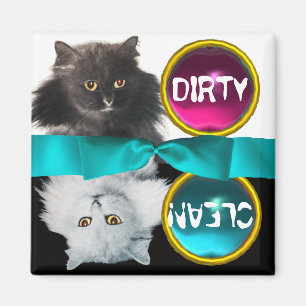 AIMANT CHAT BLANC ET NOIR PROPRE