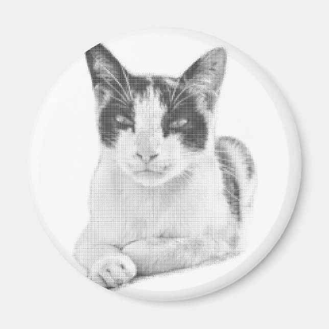 Aimant Chat calico rétro demi-teinte (Devant)