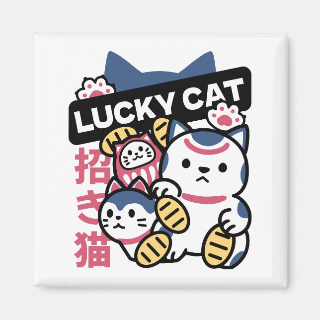 Aimant Chat Chanceux Maneki Neko – Chat de Fortune Japona (Devant)