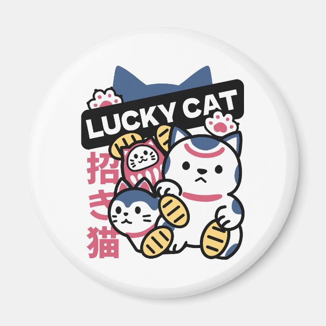 Aimant Chat Chanceux Maneki Neko – Chat de Fortune Japona (Devant)
