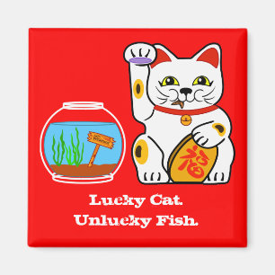 Aimant Chat chanceux. Poissons malheureux
