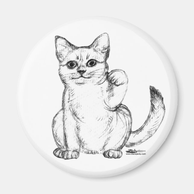 Aimant Chat Chaton Maneki Neko qui Invite (Devant)